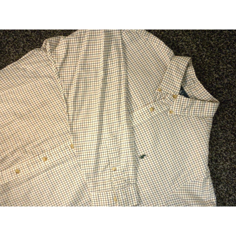 Ralph Lauren Shirt Mens XXL Beige Check Button Down Classic Fit‎ Long Sleeve